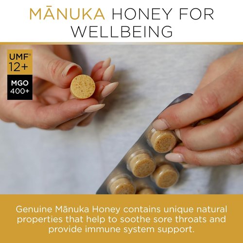 PURITI Premium Manuka Honey Lozenges - High Potency Sugar-Free Cough Soothers | UMF Certified MGO 400+ (16 Pack)