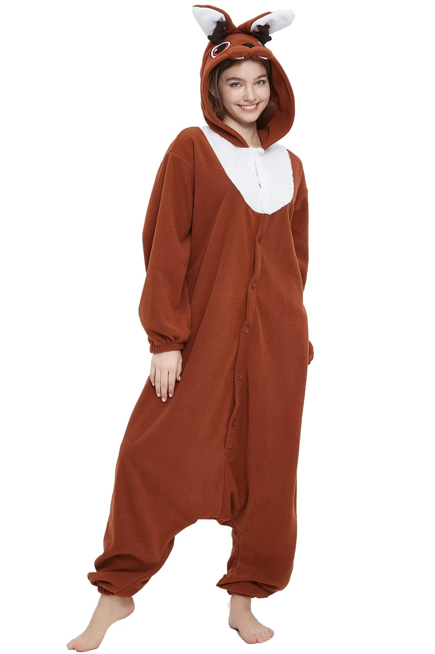 DarkCom Unisex Adult Cosplay Wolpertinger Onesie Halloween Costume Christmas Pajamas Sleepwear for Women Men Small