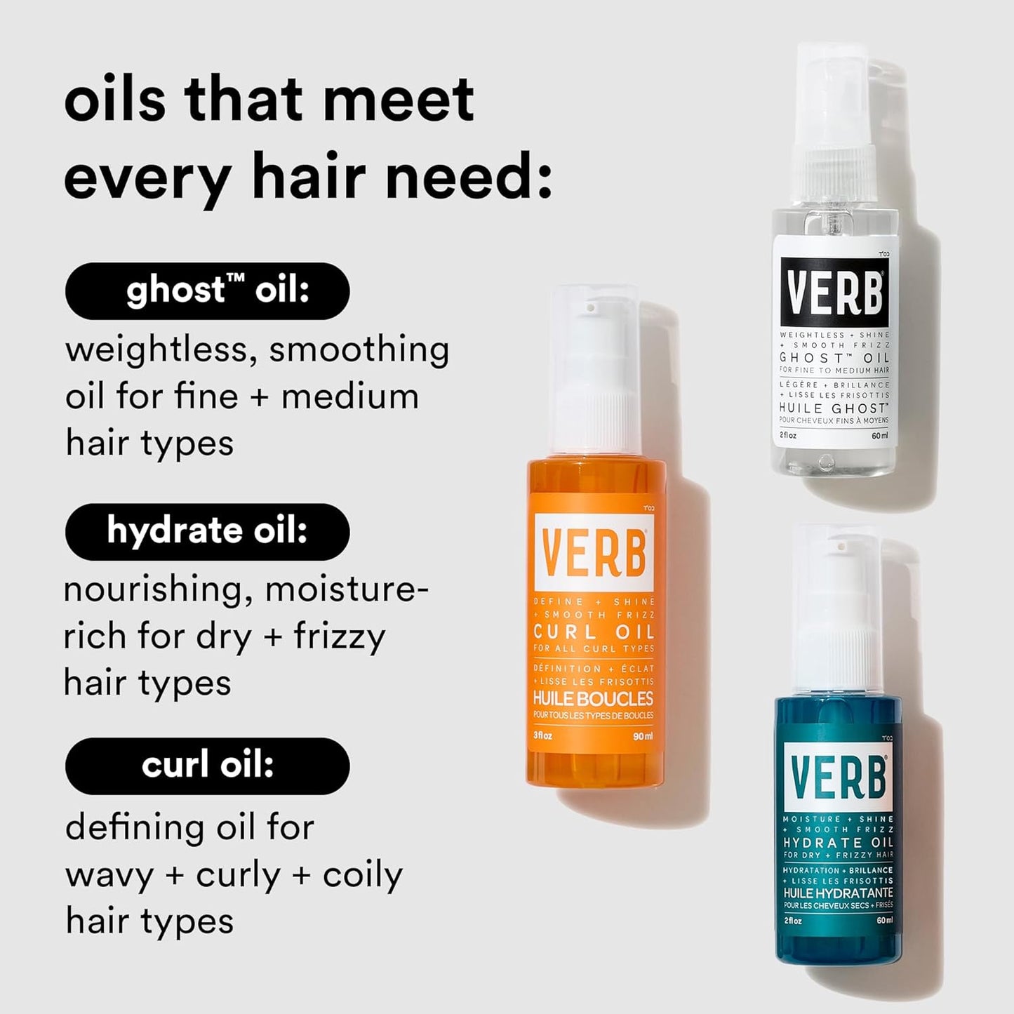 VERB Curl Oil - Define + Shine + Smooth Frizz - for All Curl Types -Silicone Free + No Parabens, Gluten or Harmful Sulfates