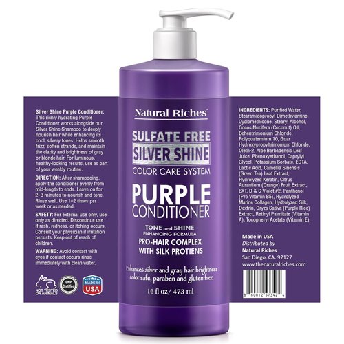 Natural Riches Radiant Silver Shine Shampoo & Conditioner Set - Paraben-Free, Color Safe, 16 fl oz