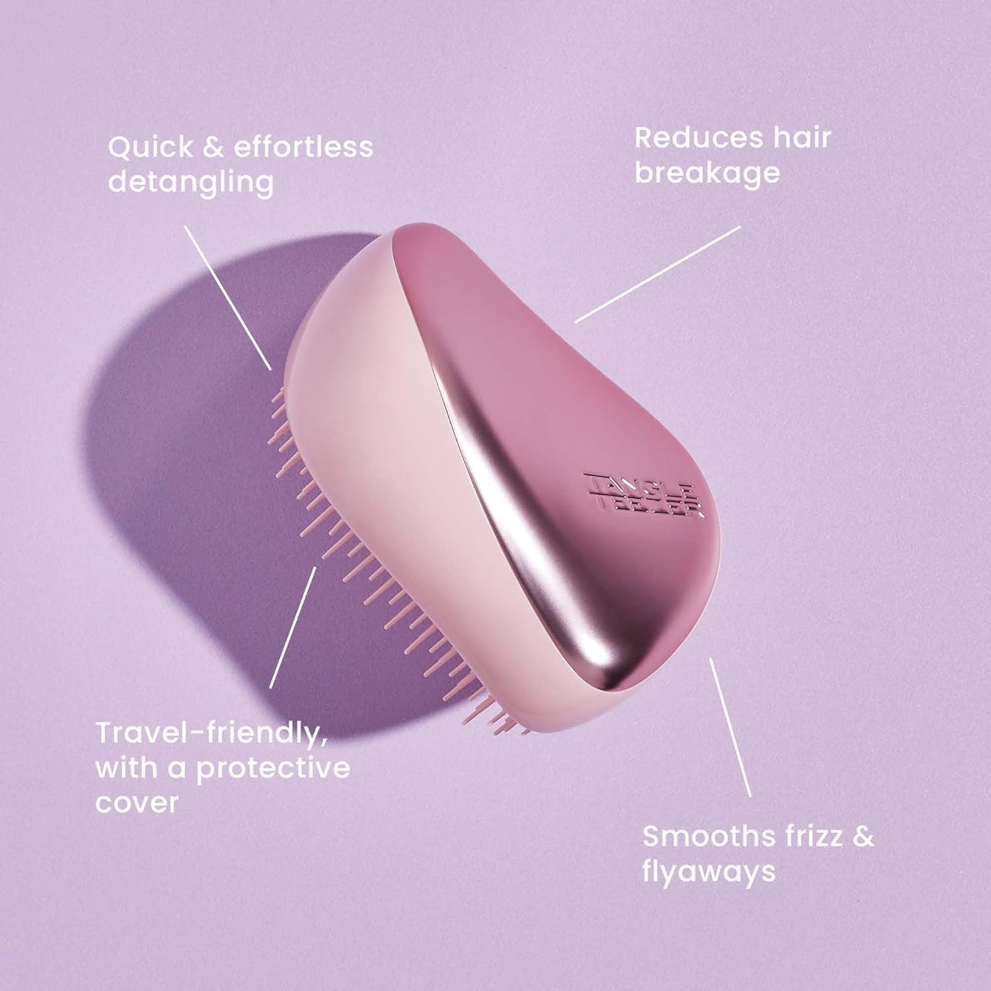 Tangle Teezer | Compact Styler Detangling Hairbrush - Travel-Friendly, Protective Cover & Two-Tiered Teeth | Teal Matte Chrome