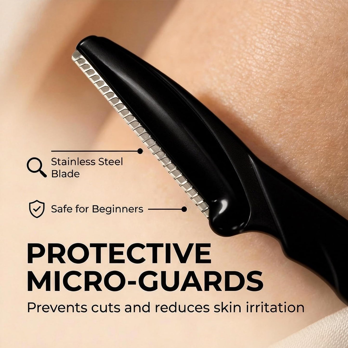 Skiennix Dermaplane Razor for Women - Exfoliating Facial Tool for Smoother Skin | Black, 6 Pcs