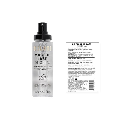 Milani Make It Last Setting Spray - 24-Hour Long-Lasting Makeup Sealer & Primer, Cruelty-Free, 2.03 Fl. Oz