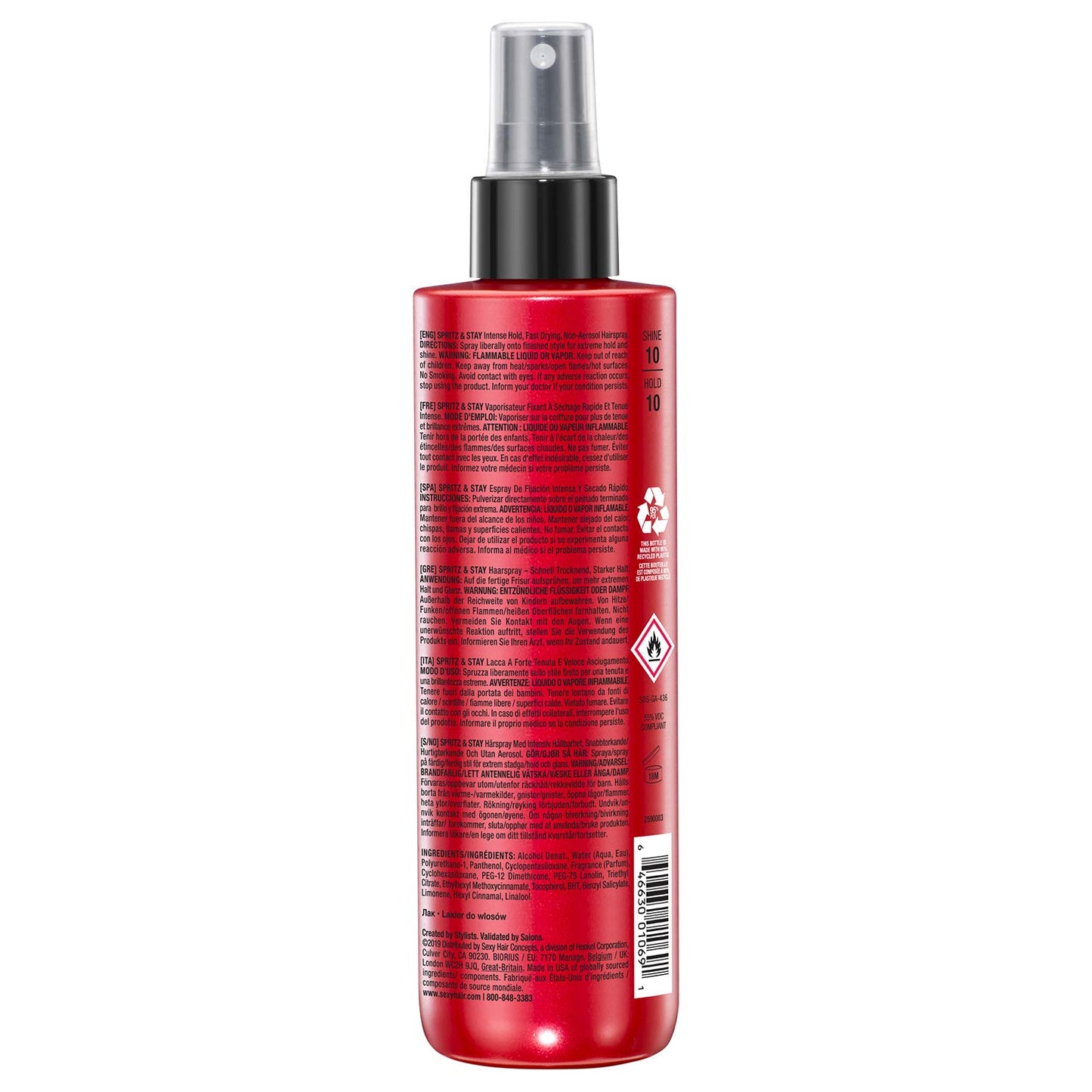 SexyHair Big Spritz & Stay Hairspray - Intense Hold & Shine, 8.5 Oz | Fast Drying for All Hair Types