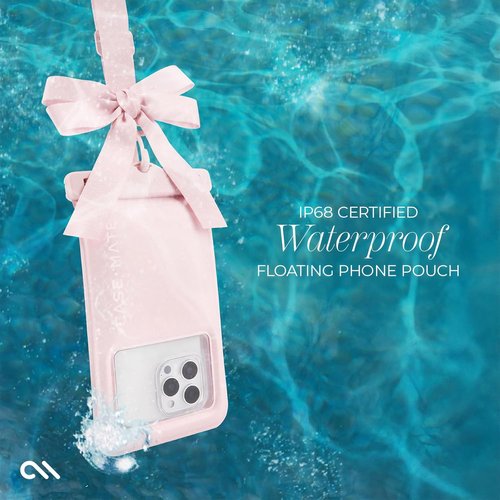 Case-Mate IP68 Waterproof Phone Pouch - Floating Design with Crossbody Lanyard for iPhone 17 Pro Max/16 Pro/15/14/13/S26 - Ballet Pink