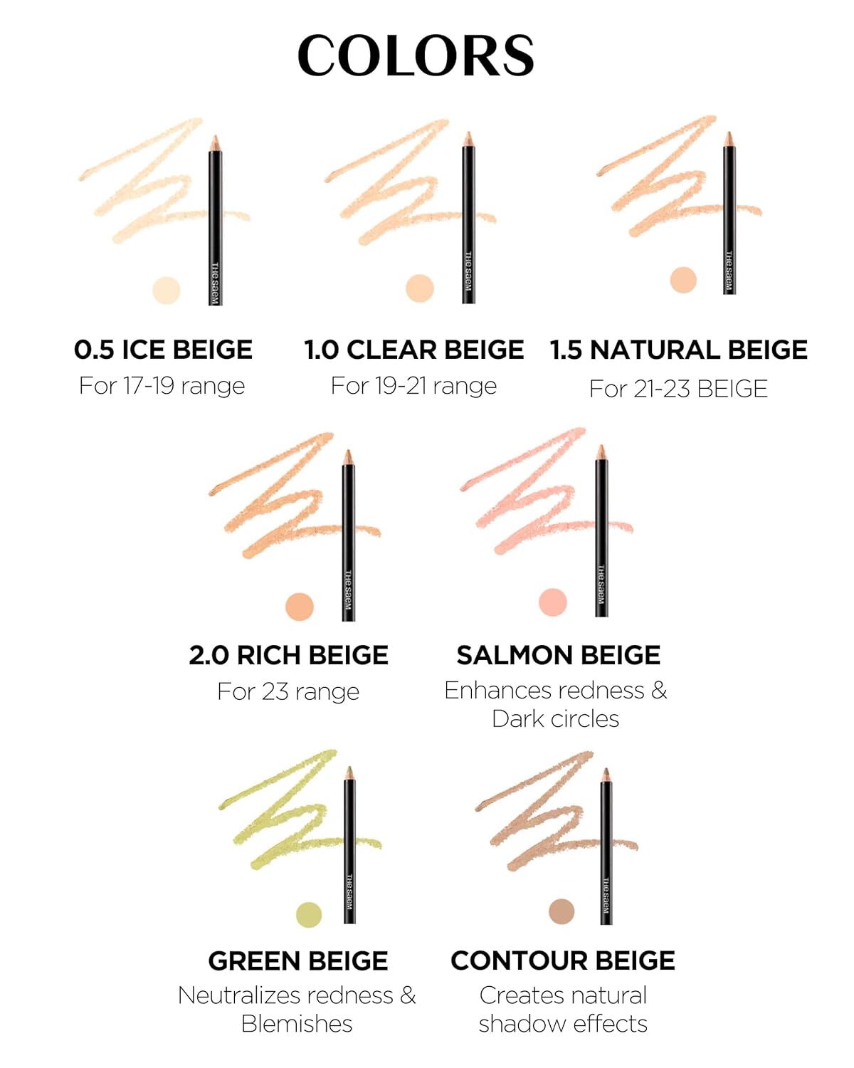THESAEM Cover Perfection Concealer Pencil - 0.04oz Slim Multi-Use for Blemishes & Dark Circles | 1.5 Natural Beige
