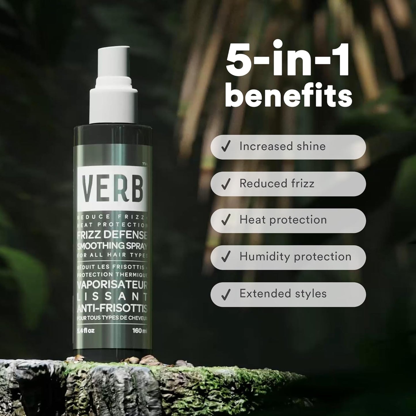 VERB Frizz Defense Smoothing Spray - Anti-Frizz Shield & Heat Protection for Sleek Blowouts - 8 oz