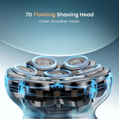 MAXGROOM® PRO 7D Head Shaver - Electric Razor with 7D Flexible Blades, IPX6 Waterproof, Long Battery Life