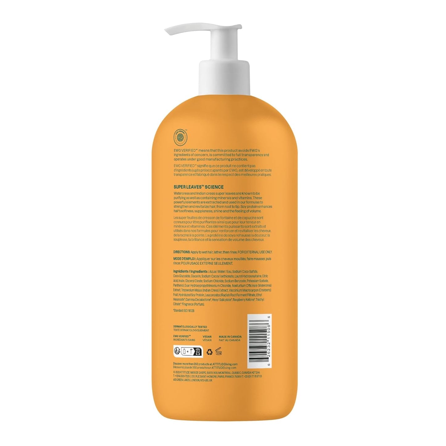 ATTITUDE Volume & Shine Hair Shampoo - EWG Verified, Vegan Formula with Soy Protein & Cranberries | 32 Fl Oz