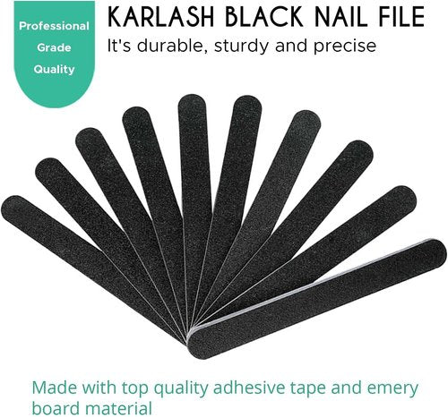 Karlash 10 PCS Double-Sided Nail Files - Professional Grit for Gel Manicure & Pedicure - Black