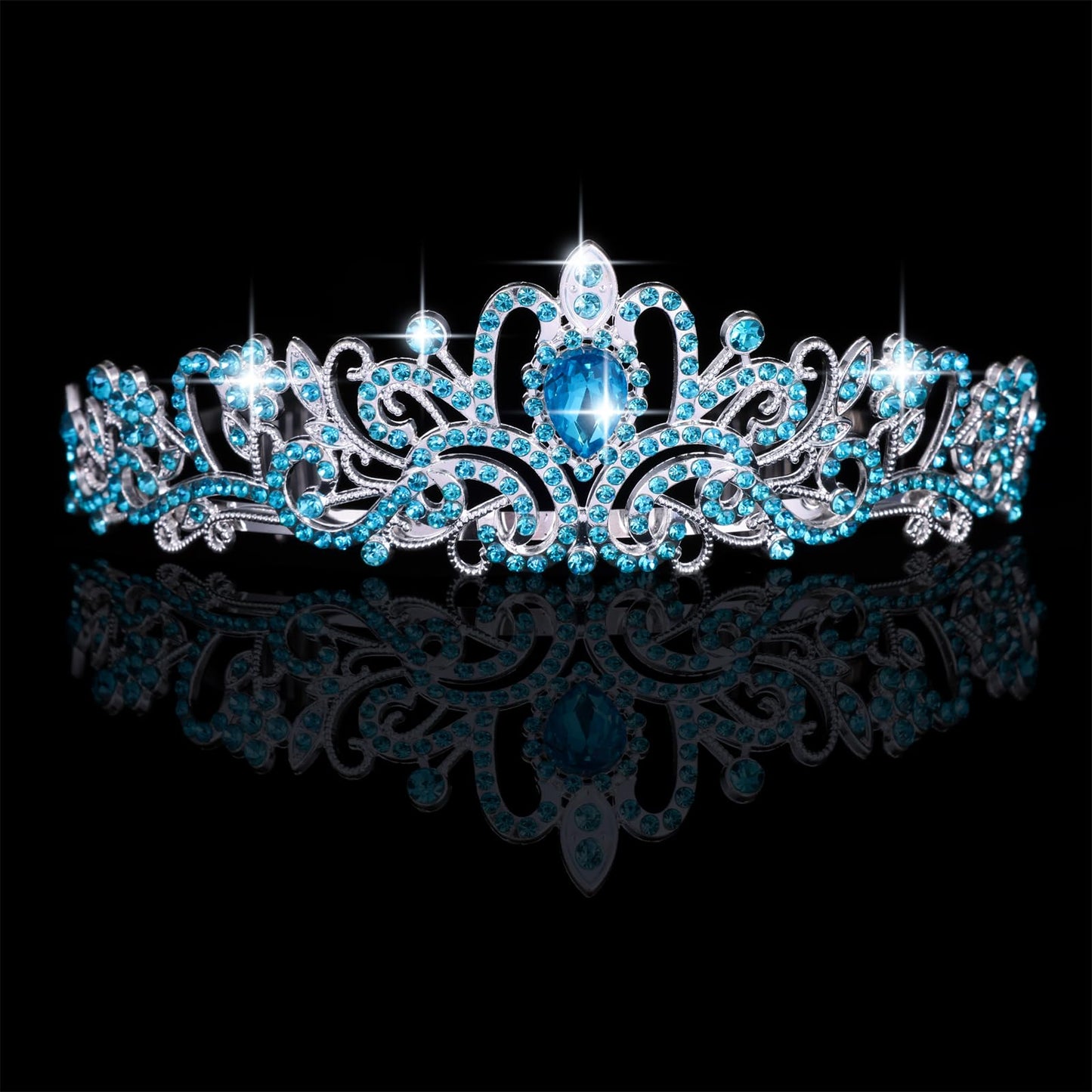 Kamirola - Crystal Tiara Crowns For Women Princess Elegant Crown with Combs Women's Headbands Bridal Wedding Prom Birthday Party Headbands for Women (Light Blue)