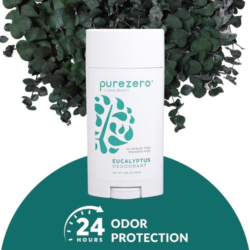 Purezero Deodorant - Eucalyptus Scent | Aluminum & Paraben Free | 24-Hour Odor Protection with Shea Butter & Coconut Oil (1 Pack)