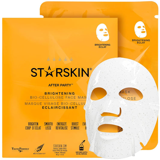 STARSKIN After Party Bio-Cellulose Brightening Face Mask - Energizing & Soothing | 1x40g, All Skin Types
