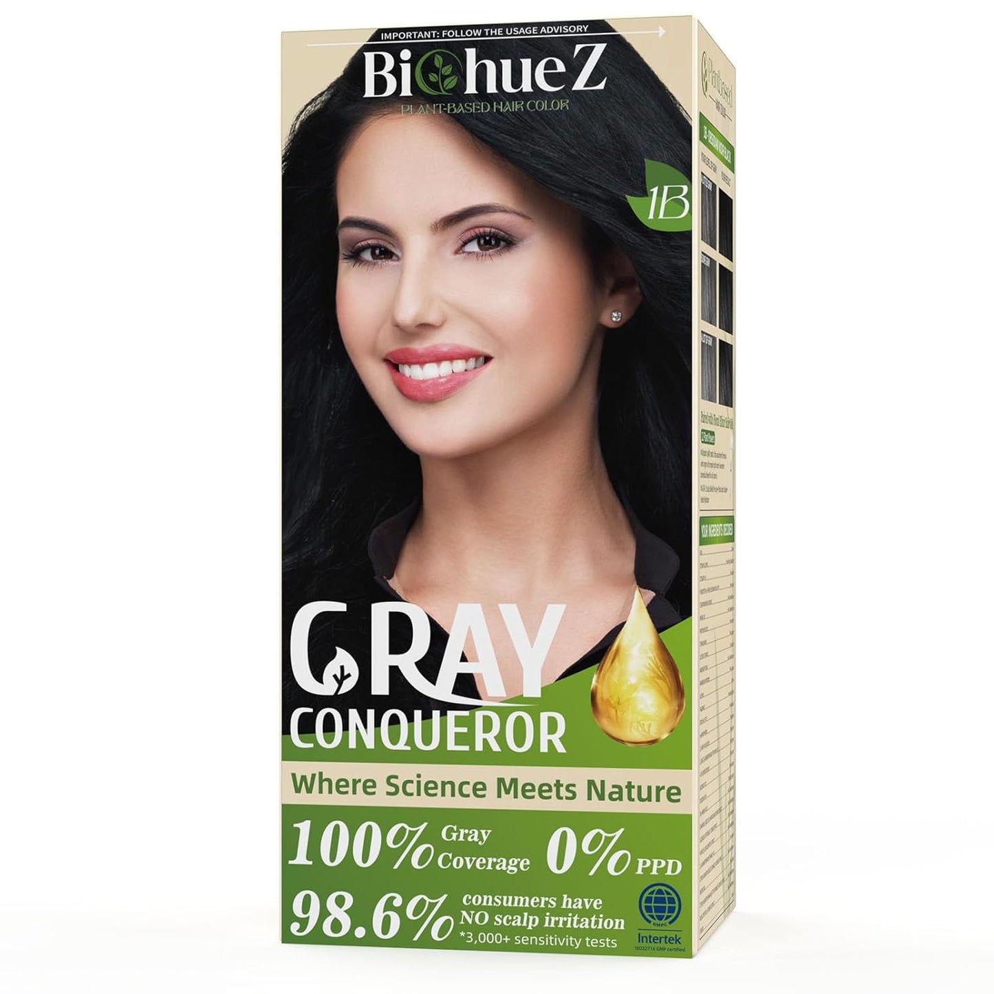 Skiennix Permanent Hair Dye - PPD-Free Gray Coverage for Women | 1B Obsidian Noir Black
