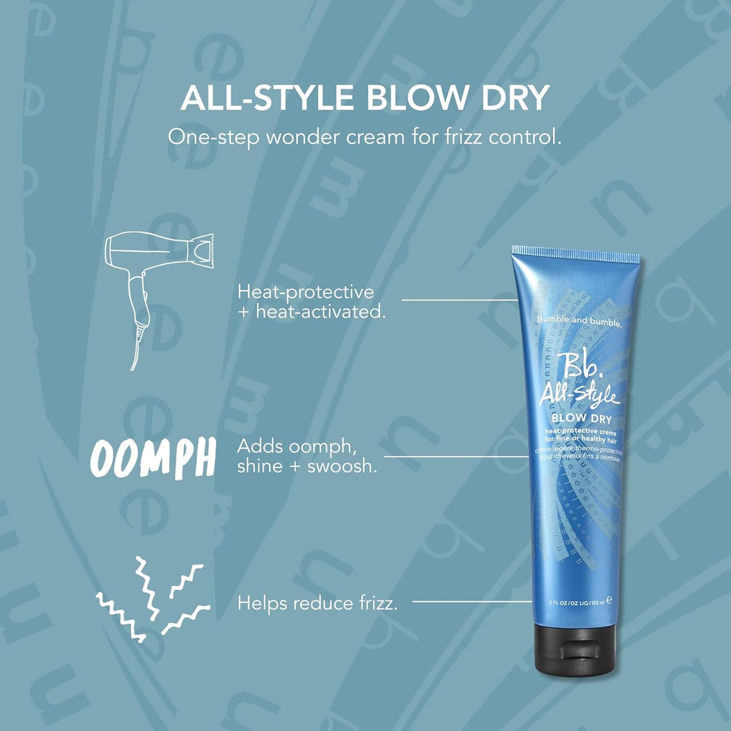 Bumble and bumble. All-Style Blow Dry Cream - Heat Protection & Anti-Frizz | Adds Bounce & Shine | 5 Fl Oz