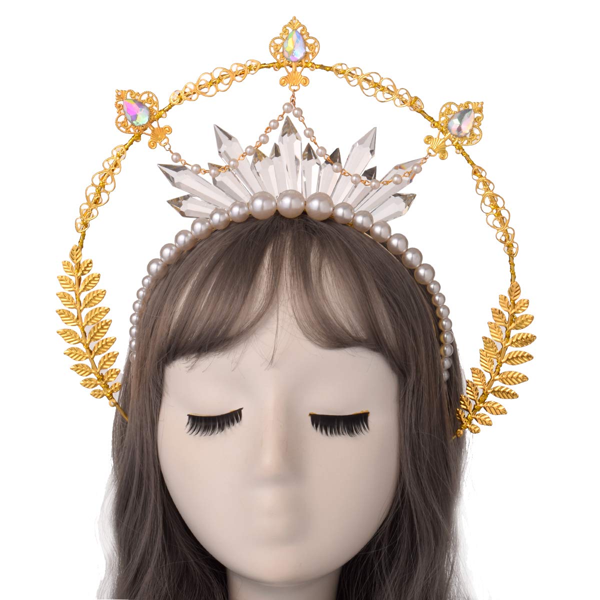 BLESSUME Mary Halo Crown Headband Goddess Headwear Halloween Costume Headpiece Headdress for Cosplay Party (Y) Multicoloured