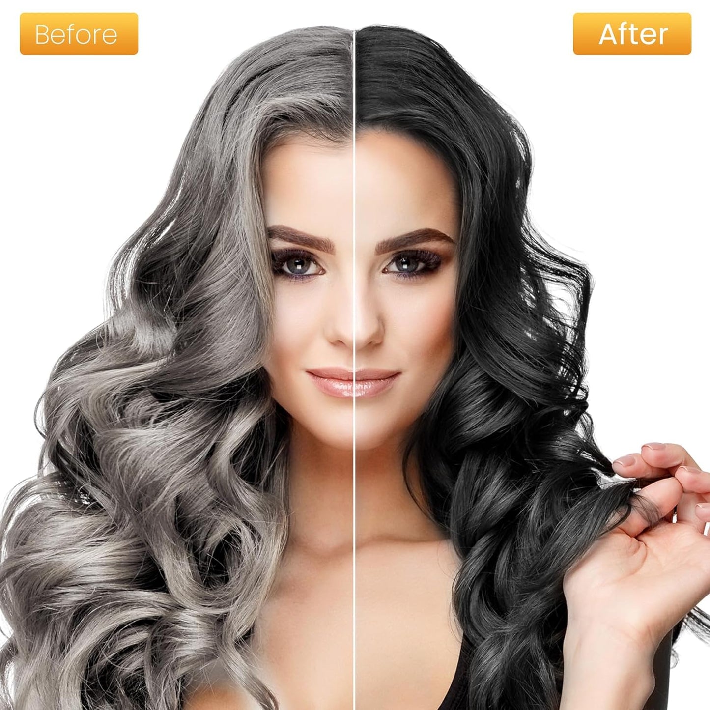 KAISASA Black Hair Dye Shampoo - 3 in 1 Herbal Formula for Gray Coverage | 500ml