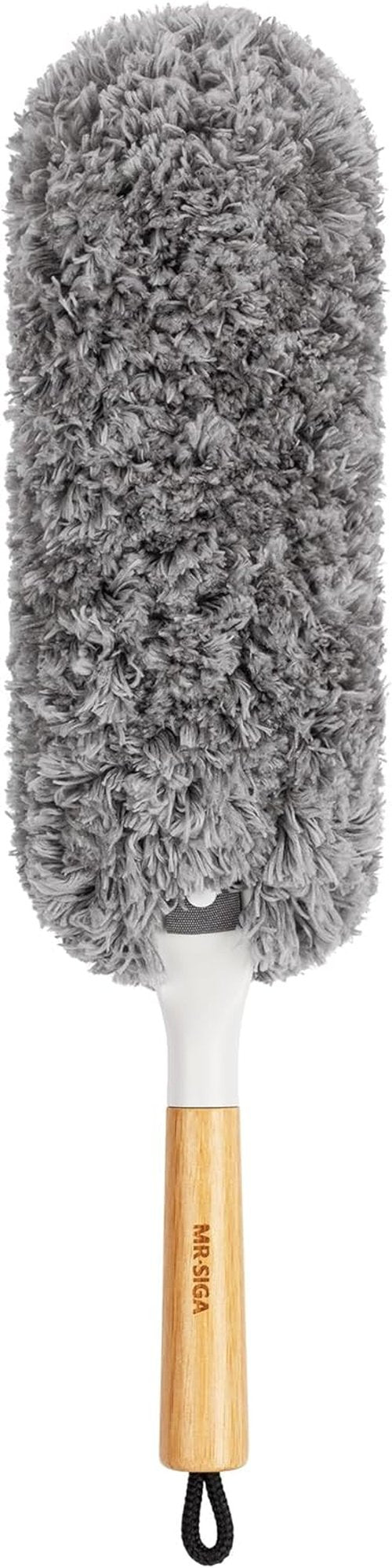 MR.SIGA Lint-Free Microfiber Duster - Washable & Reusable with Bamboo Handle | Ideal for Household Cleaning