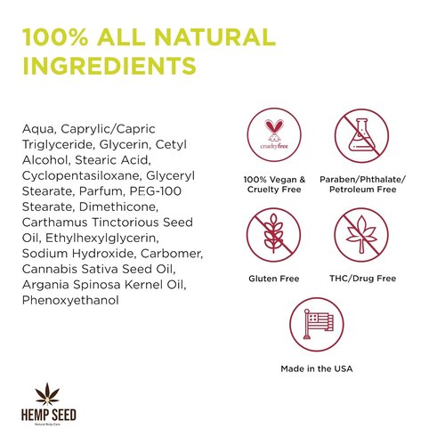 Hemp Seed Hand & Body Lotion - Soothe Dry Skin with Argan & Hemp Seed Oils - Light, Non-Greasy Formula