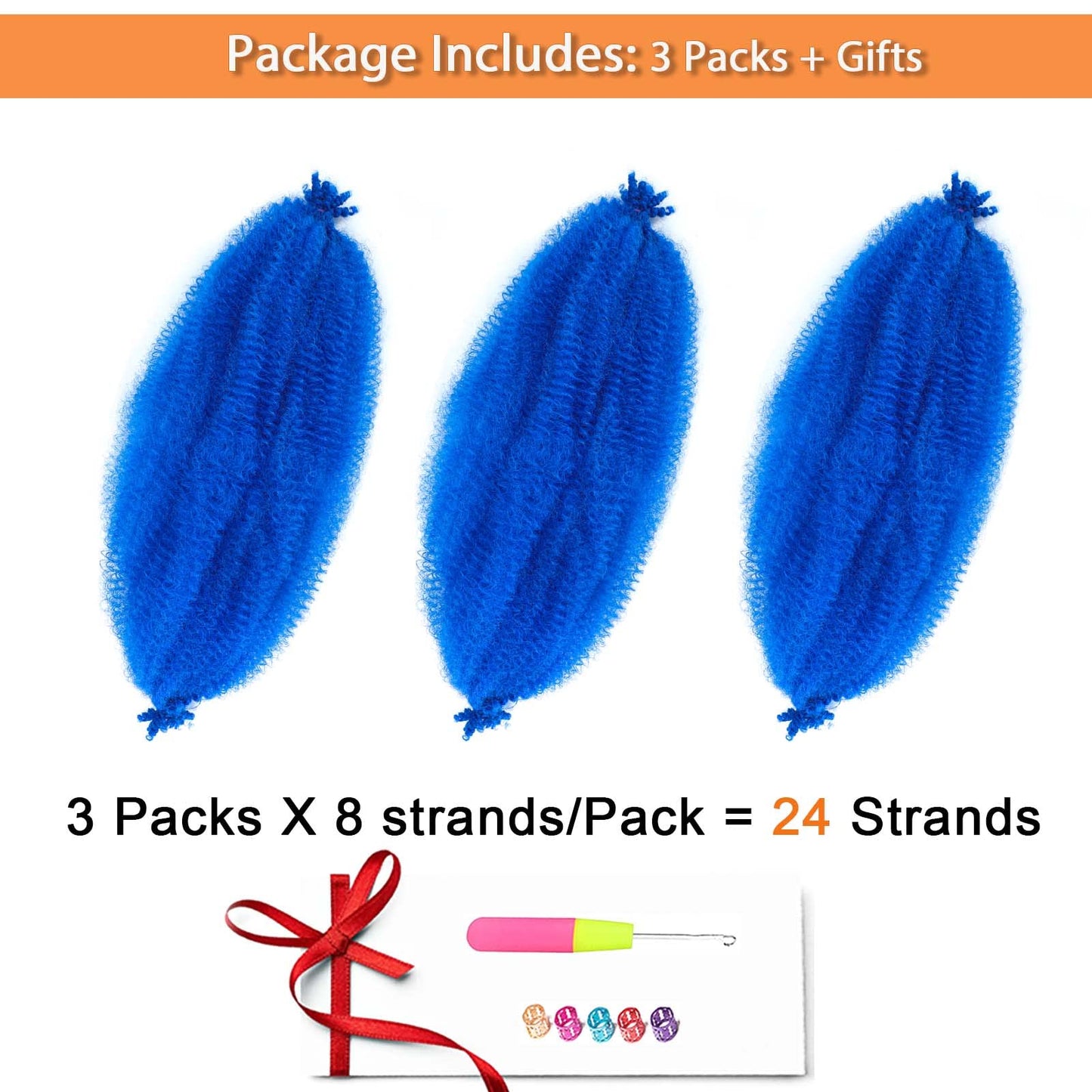 Afro Twist Hair 12 Inch Blue Marley Braids Hair Afro Kinky Curly Hair Extensions for Faux Locs (12 Inch (Pack of 3), Blue#)