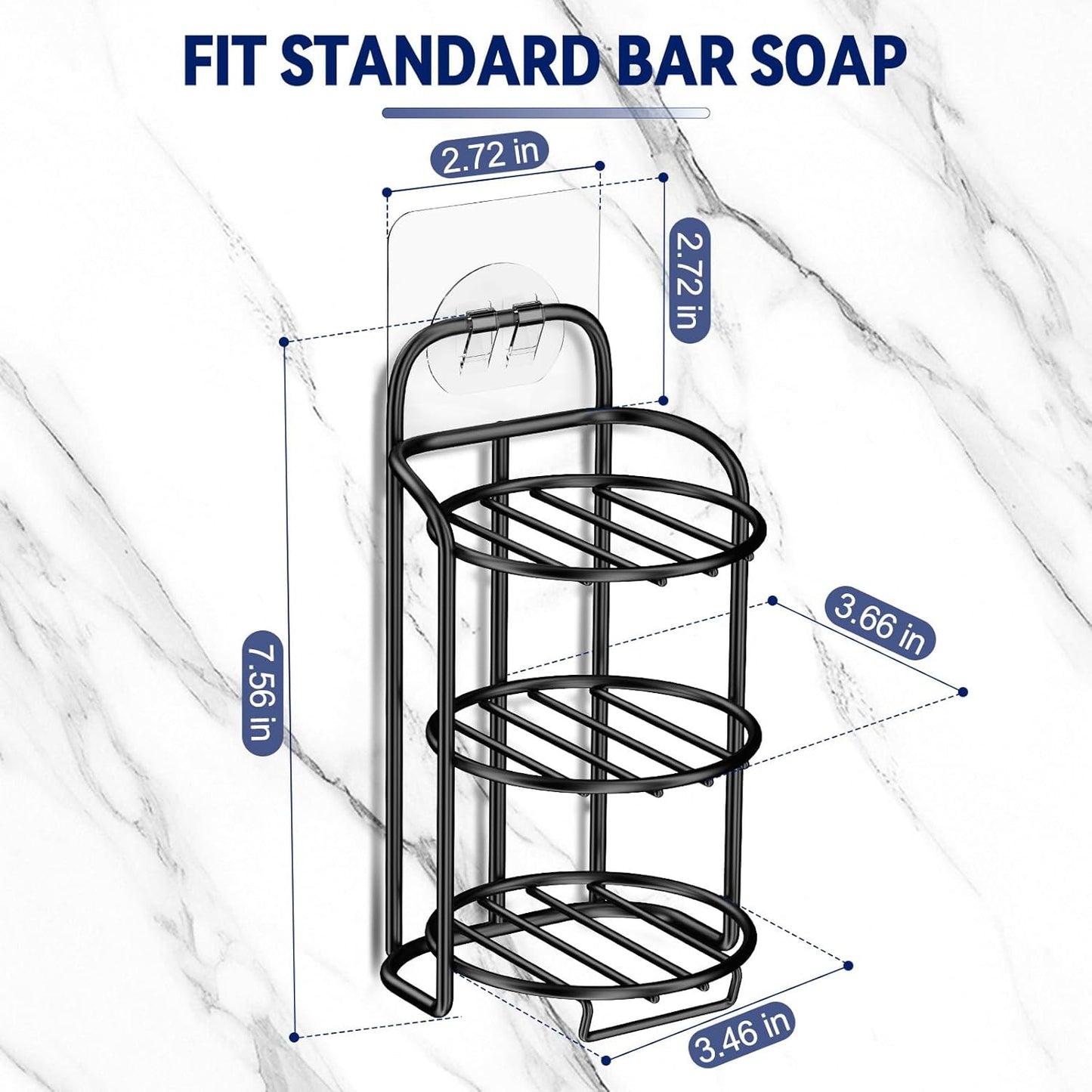 Skiennix 3-Tier Shower Soap Holder - Self-Adhesive & Freestanding Draining Caddy for Bathroom Decor