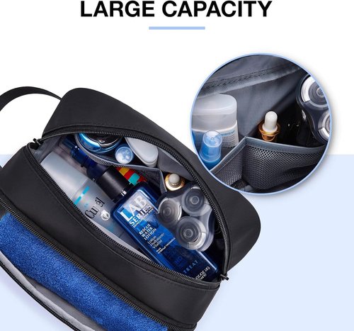 BAGSMART Travel Toiletry Bag - Water-Resistant Dopp Kit for Men | Medium Size, Black