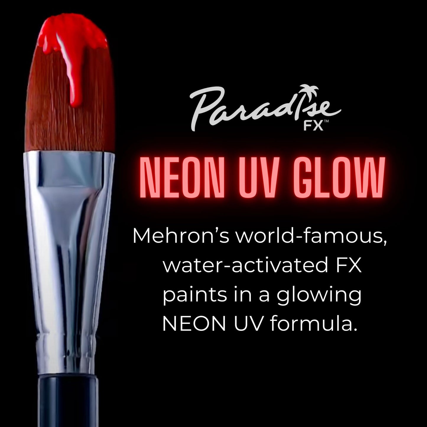 Mehron Makeup Paradise Makeup AQ Face & Body Paint (1.4 oz) (Vulcan – Neon Red/Pink UV)