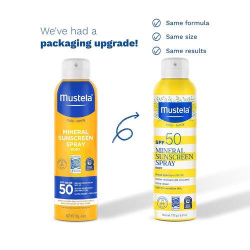 Mustela Baby Mineral Sunscreen Spray SPF 50 | Broad Spectrum Protection for Sensitive Skin - 6 fl. oz.