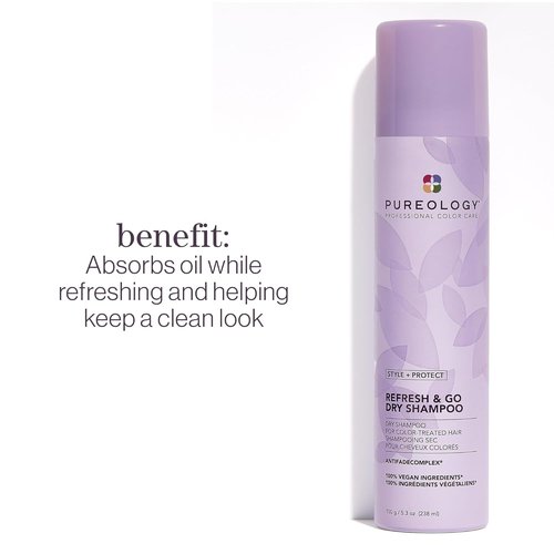 Pureology Style + Protect Refresh & Go Dry Shampoo - Volumizing, Silicone-Free Formula for Oily, Color-Treated Hair