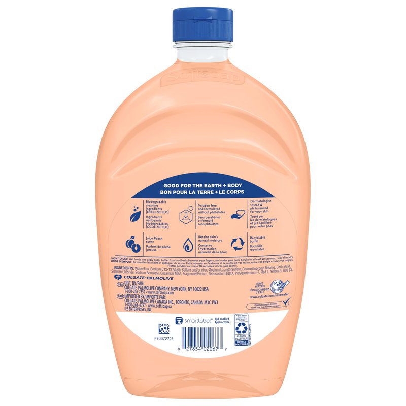 Softsoap Juicy Peach Liquid Hand Soap, Kitchen and Bathroom Hand Soap, Rich Fruity Scent, 50 fl oz Refill Bottle (Pack of 2)