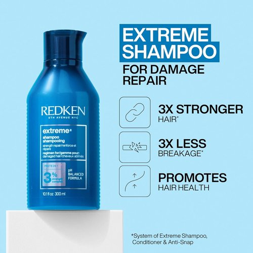 Redken Extreme Shampoo & Conditioner Set | Anti-Snap Leave-In Treatment for Damaged Hair - Repairs Breakage & Strengthens