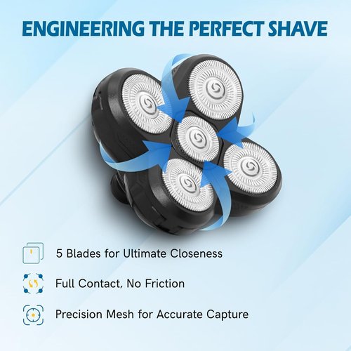 Freebird Replacement Blades - 5-Pack Electric Razor Refills for Bald Men | Includes Cleaning Brush