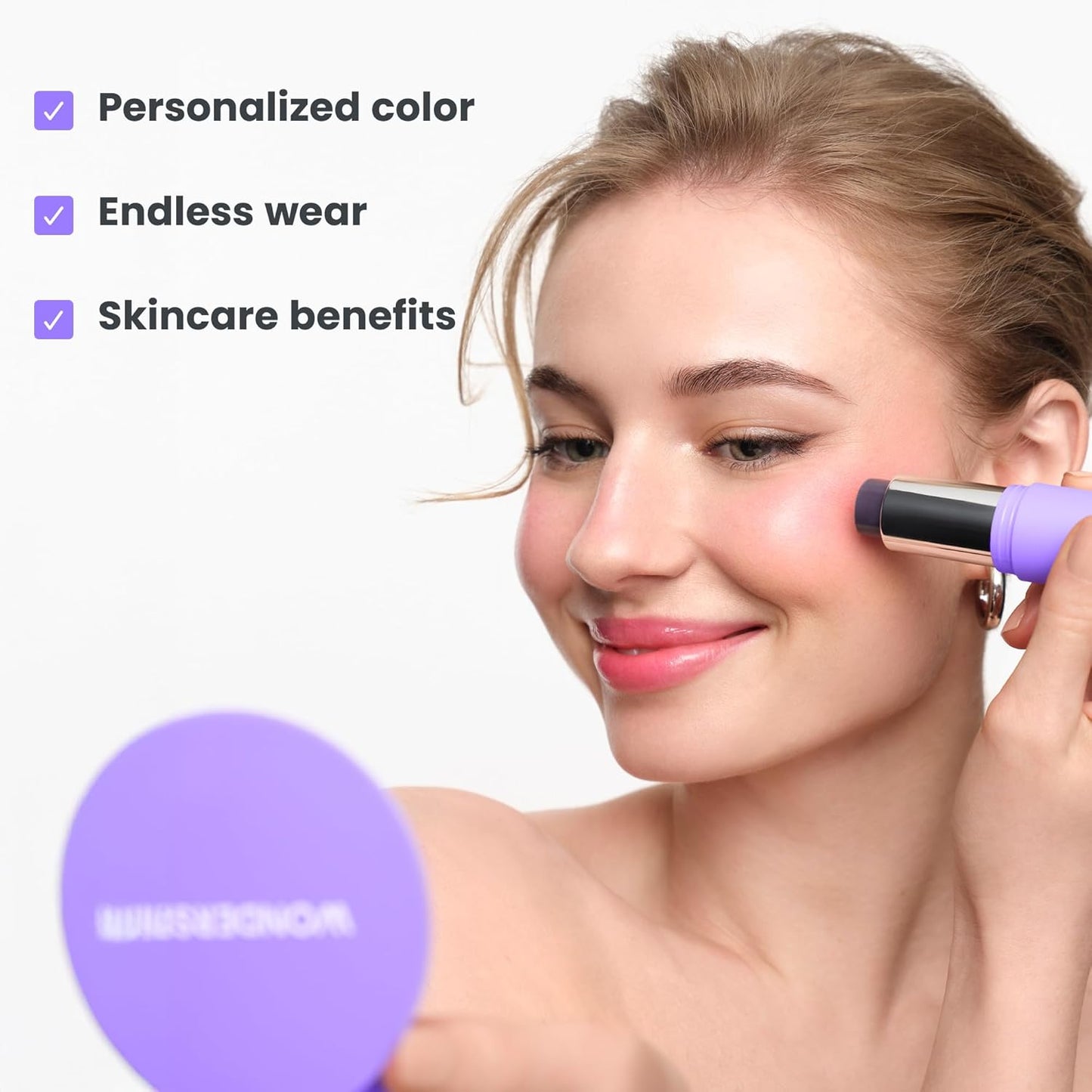 Wonderskin Cream Blush Stick - pH-Activated Multi-Use Blush for Cheeks & Lips | Cooling Color-Adjusting Formula