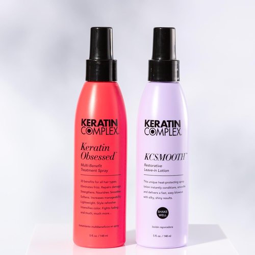 Keratin Complex - Blow Dry Essential Smooth Kit | Keratin Obsessed & KCSMOOTH Lotion, 5 fl oz Each
