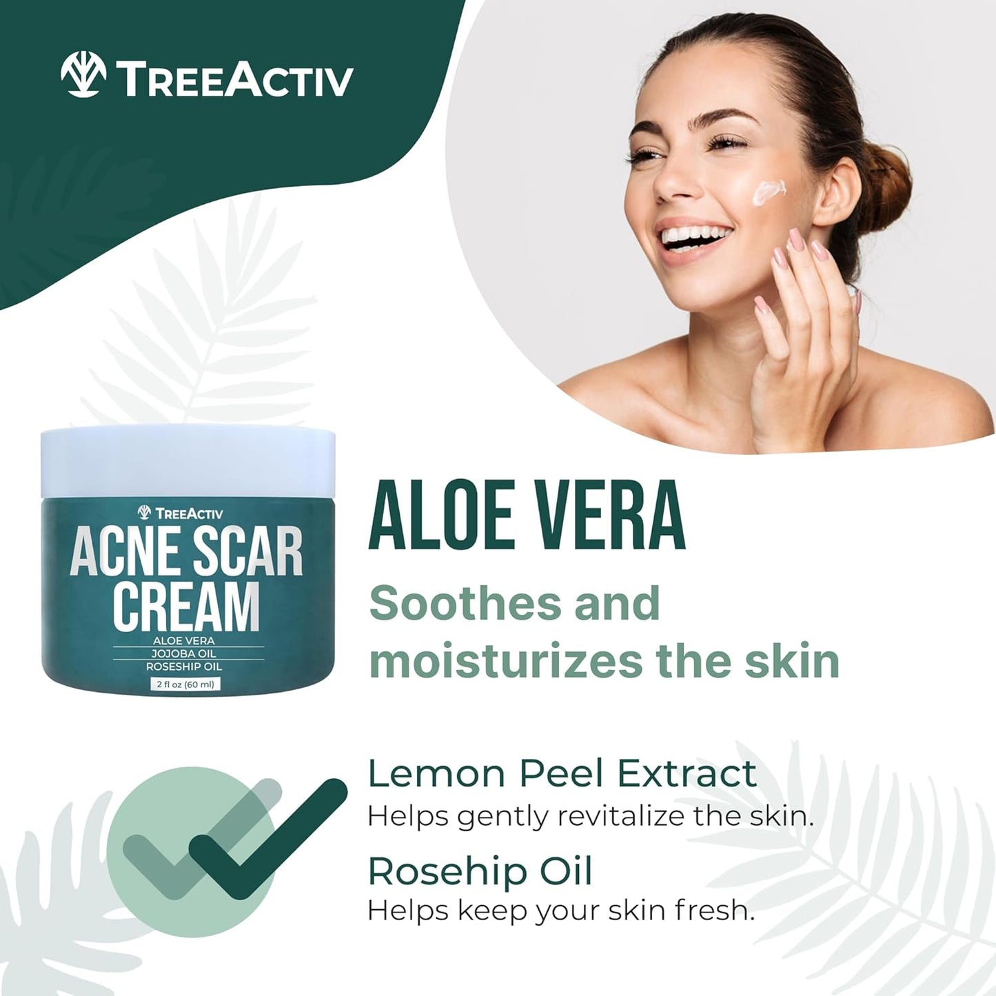 TreeActiv Acne Scar Cream - Dark Spot Remover & Stretch Mark Lotion | 2 fl oz for All Skin Types
