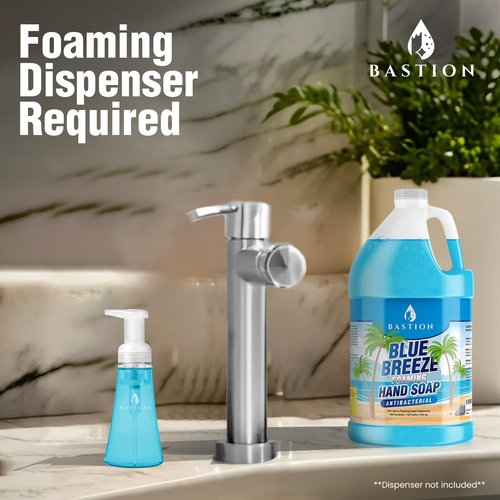 Bastion Blue Breeze Antibacterial Foaming Hand Soap - 1 Gallon Bulk Refill | Rich Lather & Moisturizing Formula