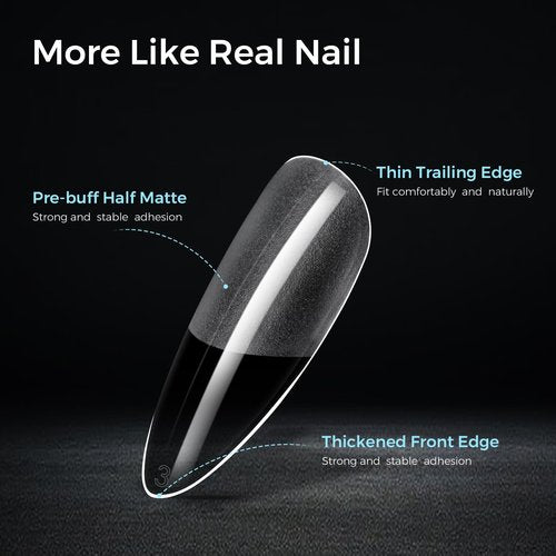 TOMICCA Almond Gel Nail Tips, Half Matte Pre Shaped No Filing Medium Almond Nail Tips, 240 Pcs Gel Tips 12 Sizes, Clear Acrylic Tips for Nail Art, Nail Extension at Home, For Beginners