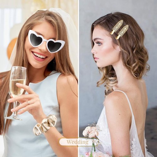 12 PCS Soft Silk Satin Hair Accessories - Scrunchies, Hair Clips for Bridal Shower Gifts, Wedding Favors for Women and Girls