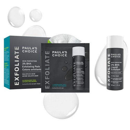 Paula's Choice 2% BHA Toner Pads & Liquid Exfoliant - Salicylic Acid Facial Care, Travel Size 1oz