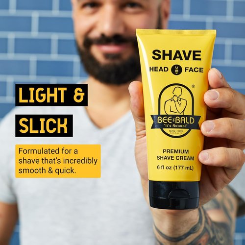 Bee Bald SHAVE Premium Shaving Cream - Light & Slick Formula for Smooth Shaving | 6 Fl Oz