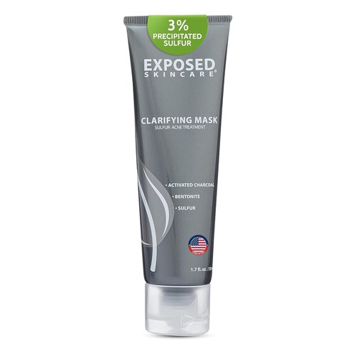 Exposed Skin Care Acne Treatment Mask - 3% Sulfur & Activated Charcoal for Oil Control | Natural & Cruelty-Free