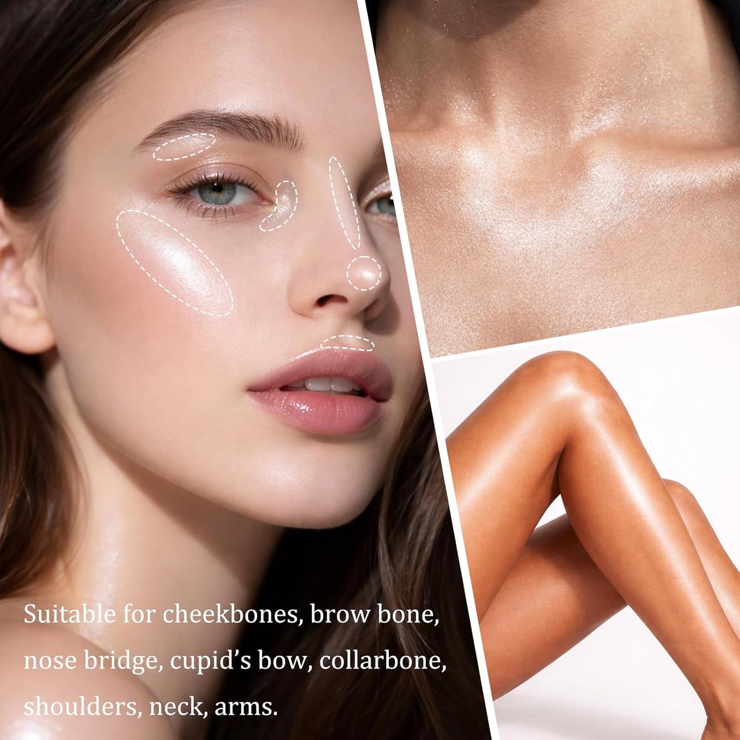 UCANBE Sparkle Bomb Highlighter - Weightless & Buildable Illuminator Palette for Face & Body | 03 Rose Glow
