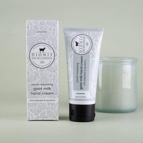 Dionis Goat Milk Unscented Youth Boosting Hand Cream with Peptides and Squalane 2oz (Pack of 1)
