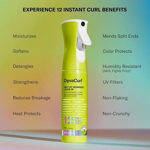 DevaCurl Mist Of Wonders Leave-In Curl Spray - 12-in-1 Benefits | Continuous Mist Formula