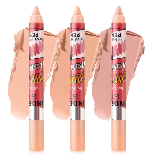 Boobeen Concealer Pencils - Multi-Use Creamy Matte Highlighter Sticks for Full Coverage | 3 Pcs Set