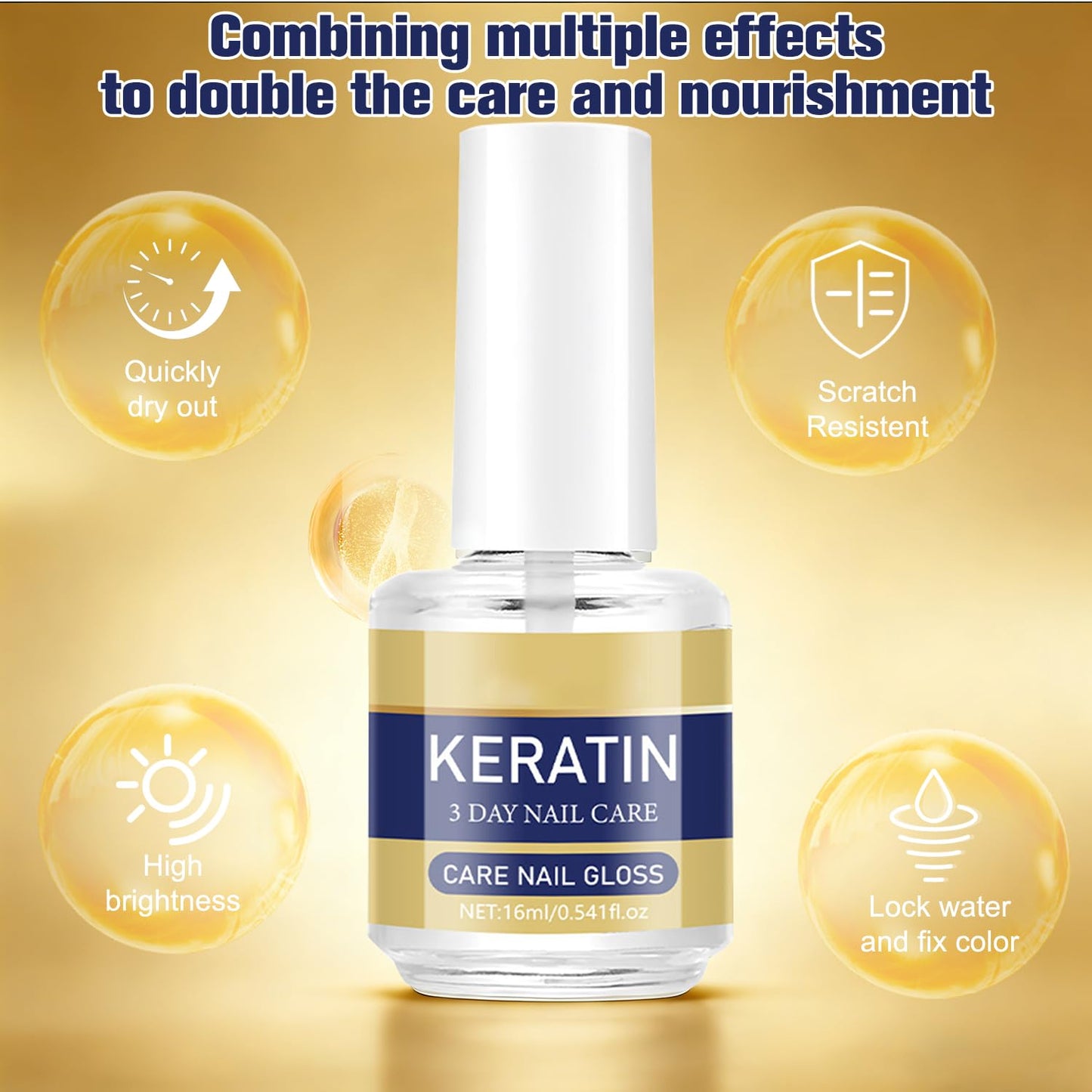 Keratin Nail Care Oil, Deeply Moisturizing Treatment for Strong, Glossy Nails, Contains Aloe Vera & Lavender Cuticle Oil, Repairs Dry Weak Nails (2pcs,16ML)