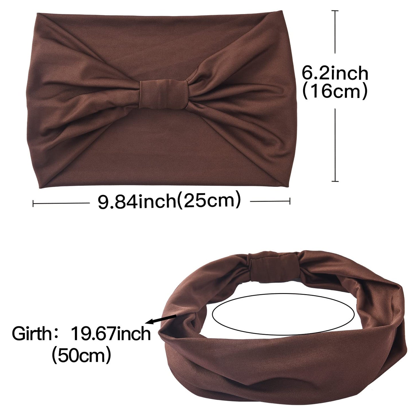 Yeshan Women's Wide Boho Knotted Non-Slip Turban Headwraps - Stretchy Bandeau Hair Bands for Sports, Yoga, Workouts, Pack of 8