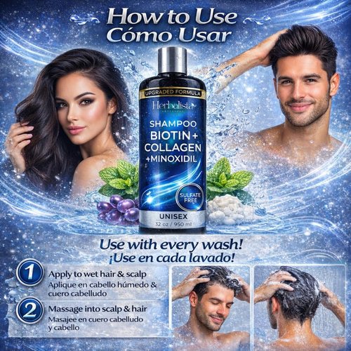 Herbalista Biotin & Collagen Shampoo - Sulfate-Free Thickening Cleanser for Fuller, Stronger Hair | 32 oz (950 ml)
