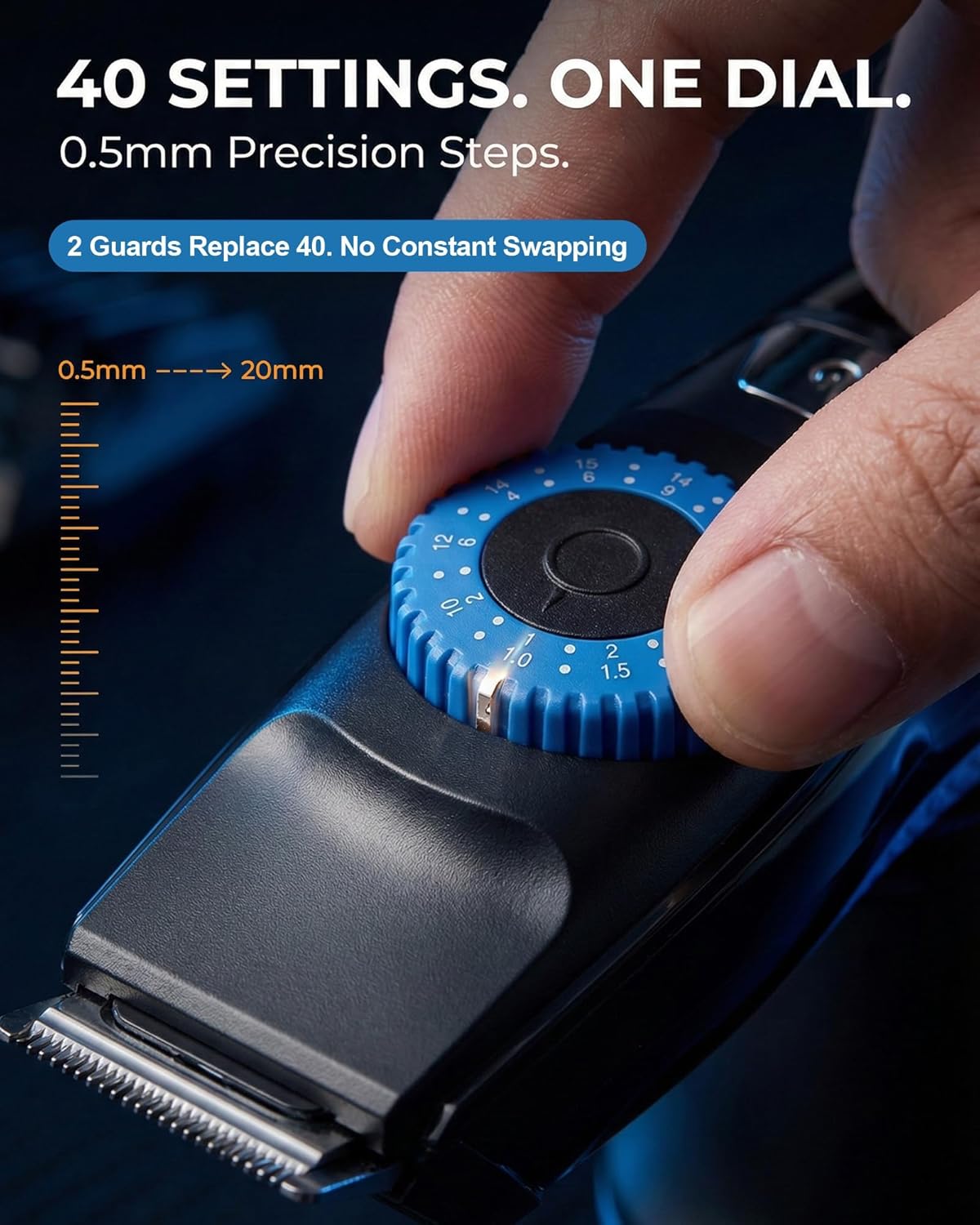Skiennix Beard Trimmer for Men - 120-Min Cordless Runtime, 0.5mm Precision Dial & IPX7 Waterproof