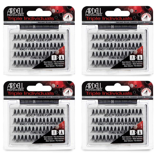 Ardell False Eyelashes Triple Individuals Knot-Free Long Black 4 Pack